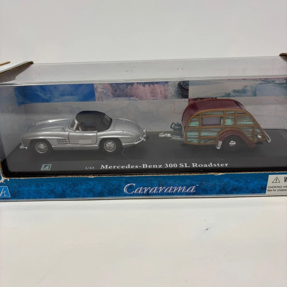 Mercedes-Benz 300 SL Roadster w Trailer Gray 1:43 Cararama Diecast